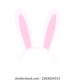 Simple flat bunny headband pink white color vector illustration. Suitable for decoration or accessories on the head. Easter bunny