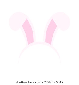 simple flat bunny headband pink white color vector illustration. suitable for decoration or accessories on the head. Easter bunny