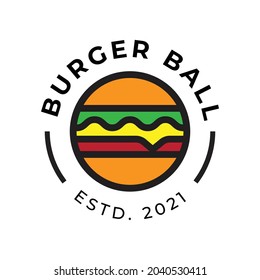 simple flat burger ball logo vector