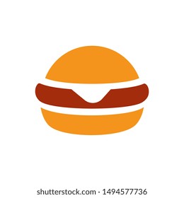 Simple flat burger icon illustration. Fast food logo design - Vector