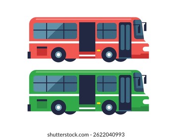 ilustração de barramento simples e plano nas cores vermelho e verde