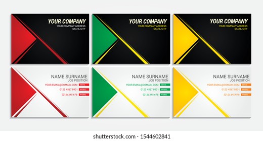 Simple & flat business card set design with triangle and lines decoration