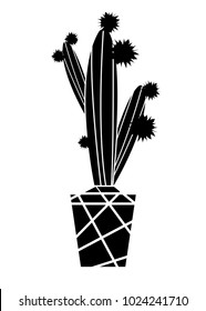 Simple flat cactus vector icon. Saguaro with flowers pictogram isolated on white background