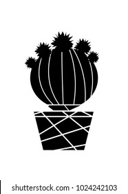 Simple flat cactus vector icon. blossoming cactus with  flowers pictogram isolated on white background