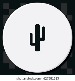 Simple Flat Cactus Vector Icon. Saguaro Pictogram Isolated On Gray Background.