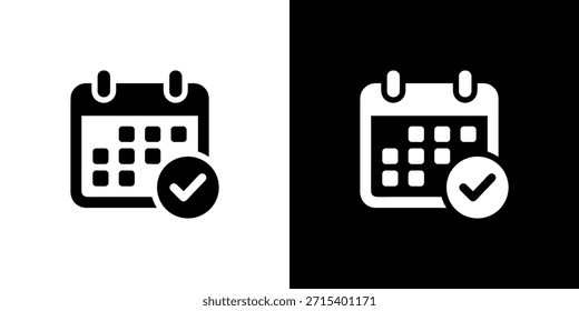 Calendario plano simple con gráficos de iconos de recordatorio de símbolo de marca de verificación