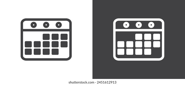 Simple Flat Calendar Icon. Calendar on the wall. Calendar planner icon in flat style. Reminder organizer event. Business plan schedule. Calendar vector illustration in black and white background.