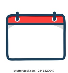 Simple flat calendar icon with red header. Great for apps, planners, scheduling tools, reminders, and time management user interface elements