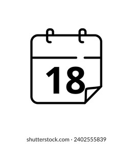 Simple flat calendar icon with specific day marked at 18. Vector illustration for websites, blogs and graphic resources.