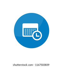 Simple flat calendar time icon symbol in circle app style