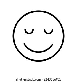 Simple flat calm and nice friendly kind emoticon emoji emotion icon in black and white. Single.
