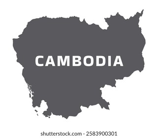 Simple flat Cambodia map grey vector