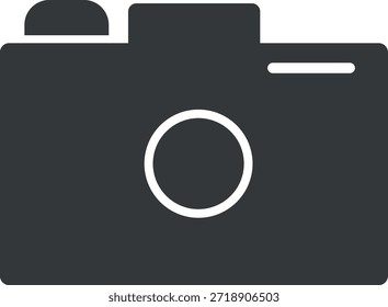 Simples ícone de câmera plana para fotografia, mídia e projetos de design criativo.