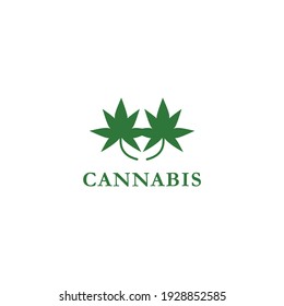 Simple flat cannabis icon logo