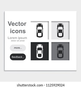Simple flat car top view placed on web page template vector icon.