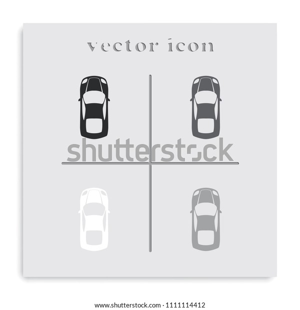Simple\
flat car top view black and white vector\
icon.