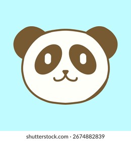 Ilustración plana simple de la cara del panda de la historieta para el diseño de la etiqueta engomada