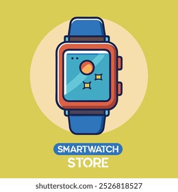 simple flat cartoon smart watch logo illustration icon.