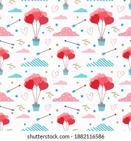 Simple flat cartoon style pattern isolated on white background. Valentines day.