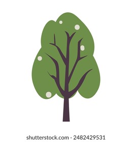Simple flat cartoon tree vector illustration, cute green tree clip art image
