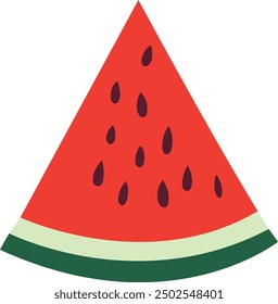 Simple flat cartoon watermelon slice vector illustration isolated