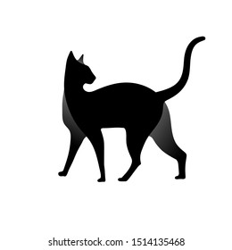 Simple flat cat silhouette Design Vector Illustration.