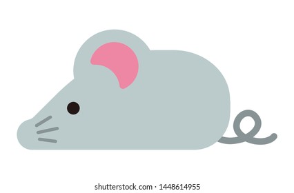 Simple flat character illustration of mouse (rat)