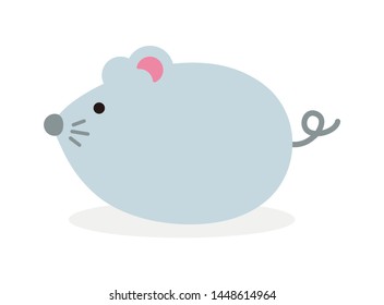 Simple flat character illustration of mouse (rat)