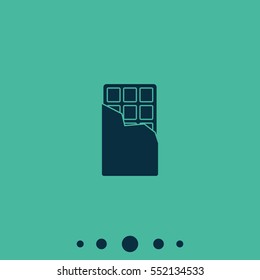 Simple flat chocolate bar icon isolated on green background. Snack pictogram.