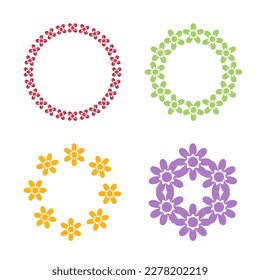 Vector de marco simple de flor de círculo plano