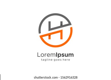 Simple Flat Circular Letter H logo Concept Design Element. Vector Logo Template.