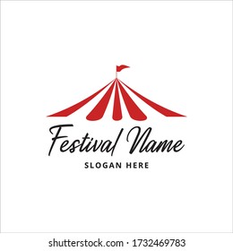 simple flat circus tent graphic design for festival or even or show or exhibition vector logo template