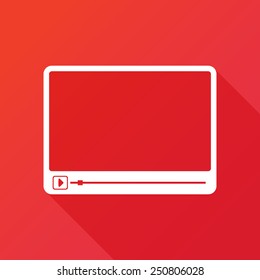 Simple Flat clean video player for web and mobile apps. Vector illustration flat design with long shadow