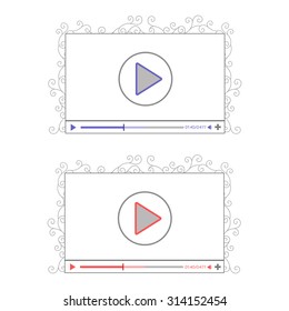 Simple Flat clean video player for web and mobile apps. Vector illustration flat design