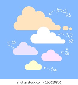 simple flat cloud database icons