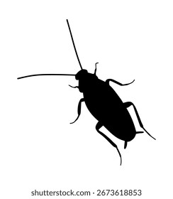 Simple flat cockroach icon. Black silhouette sticker.