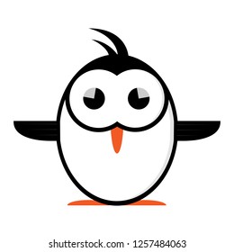 Simple flat color colored penguin silhouette drawing