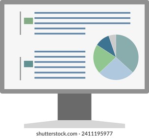 Simple flat color desktop pc icon illustration