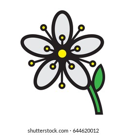 Simple flat color flower icon vector