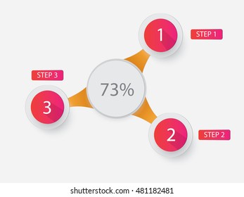 simple flat color infographic with three option