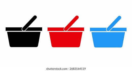 Simple Flat Color Shopping Basket Icon Set Minimal Illustration