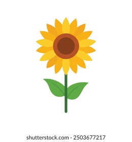Simple flat color style sunflower vector illustration for digital and print designs.