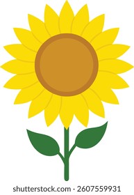 Simple flat color style sunflower vector illustration for digital and print designs.