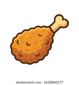 Simple flat color vector illustration of crispy fried chicken on a clean white background, perfect for food related designs and branding.