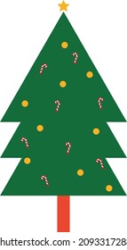 Simple flat colored  christmas tree vector for sign or symbol