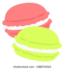 Simple and flat colored pink/green macaroons