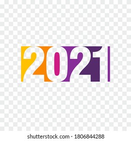 Simple Flat Colorful 2021 New Year Design, 2021 Number Text Illustration with Purple and Orange Color Template Vector