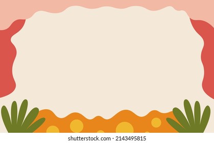 Simple flat colorful hand drawn background with plant or leaves ornament. Childish vector template for kids activities, kids book cover, and kindergarten.