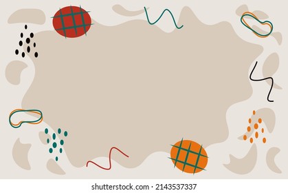 Simple flat colorful hand drawn background with plant or leaves ornament. Childish vector template for kids activities, kids book cover, and kindergarten.