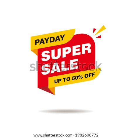 Simple Flat Colorful Payday Super Sale Banner Isolated on White Background Design, Yellow and Red Payday Super Sale Advertisement Element Template Vector